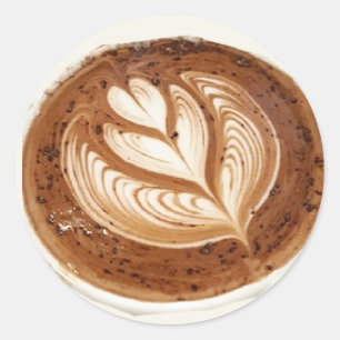 Flower latte coffee art classic round sticker