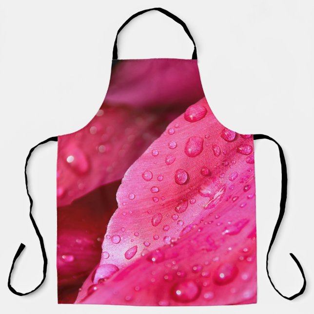 Flower leaf macro dew drops nature apron (Front)