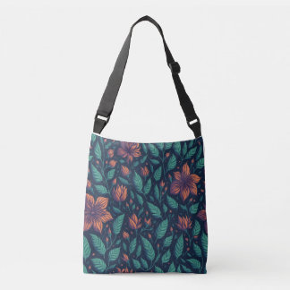 Flower Leaf Rainbow pattern Crossbody Bag