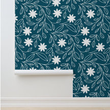 Flower Leaf Trailing Pattern Teal