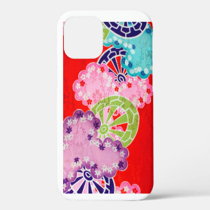 Flower, Leaf, Wheel Pattern, Japanese Design iPhone 12 Case