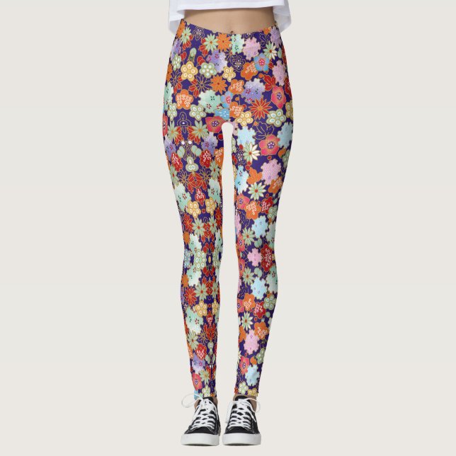 Flower, leaves and design leggings (Front)