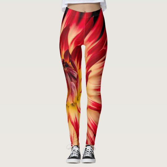 Flower leggings beautiful red and yellow flower