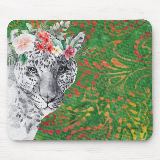Flower Leopard Jungle Batik Mouse Pad (Front)