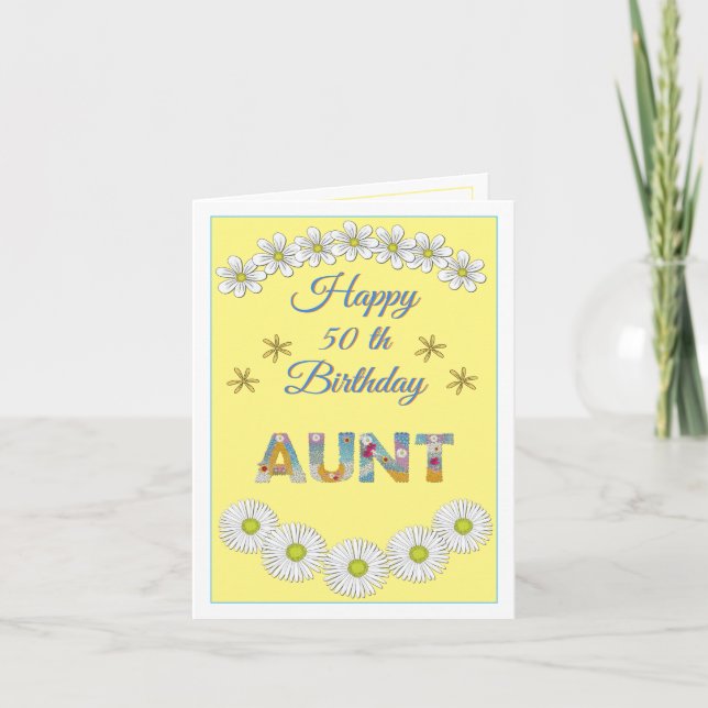 Flower letter Aunt Personalized Birthday card (Front)