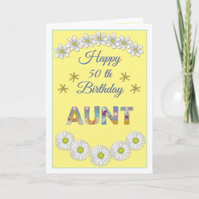 Flower letter Aunt Personalized Birthday card (Front)