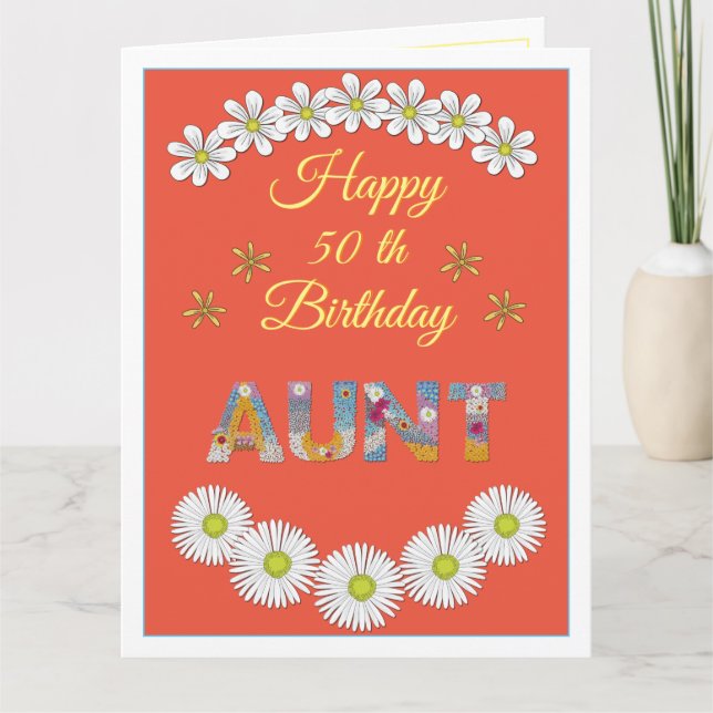 Flower letter Aunt Personalized Birthday card (Front)
