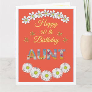 Flower letter Aunt Personalized Birthday card