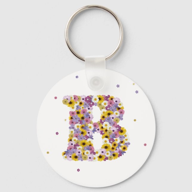 Flower letter B Keychain (Front)
