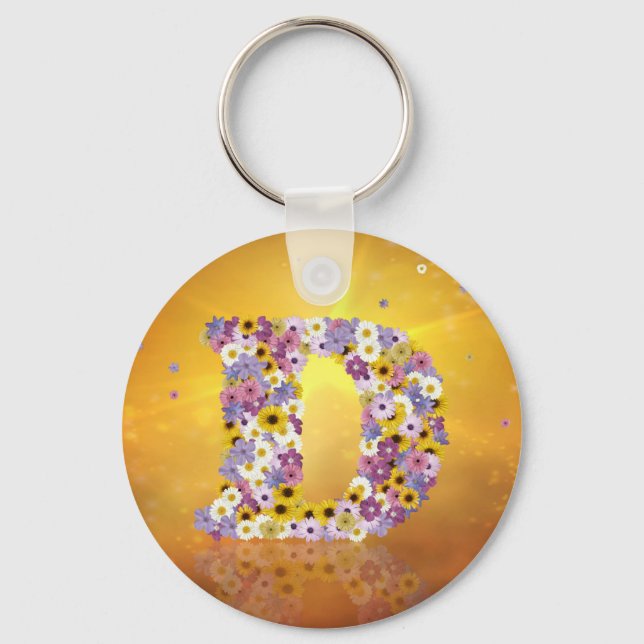 Flower letter D Keychain (Front)