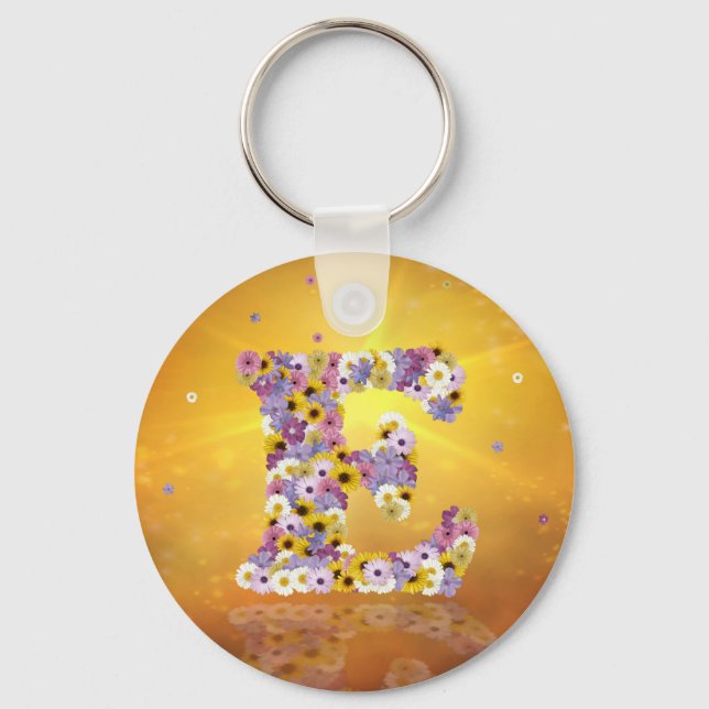 Flower letter E Keychain (Front)