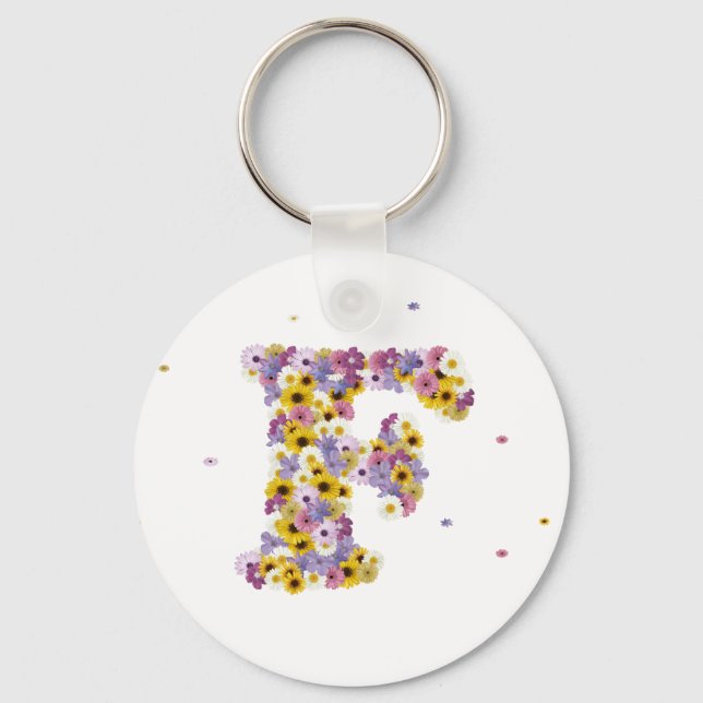 Flower letter F Keychain (Front)