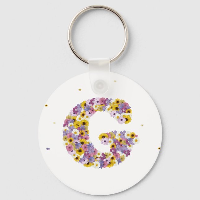 Flower letter G Keychain (Front)