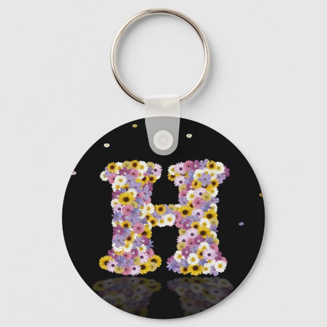 Flower letter H Keychain (Front)