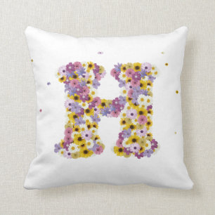Flower letter H Throw Pillow