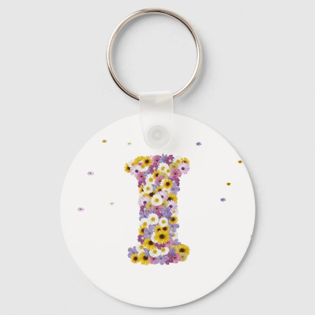Flower letter I Keychain (Front)
