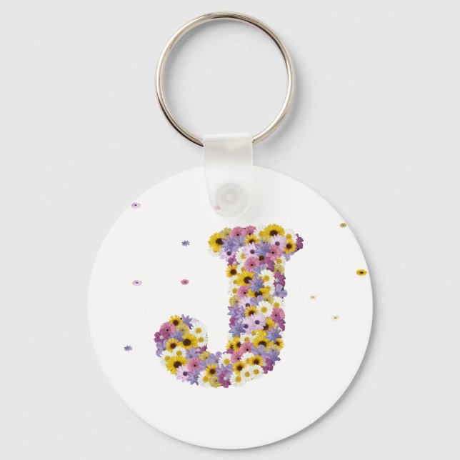 Flower letter J Keychain (Front)