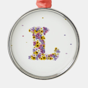 Flower letter L Metal Ornament