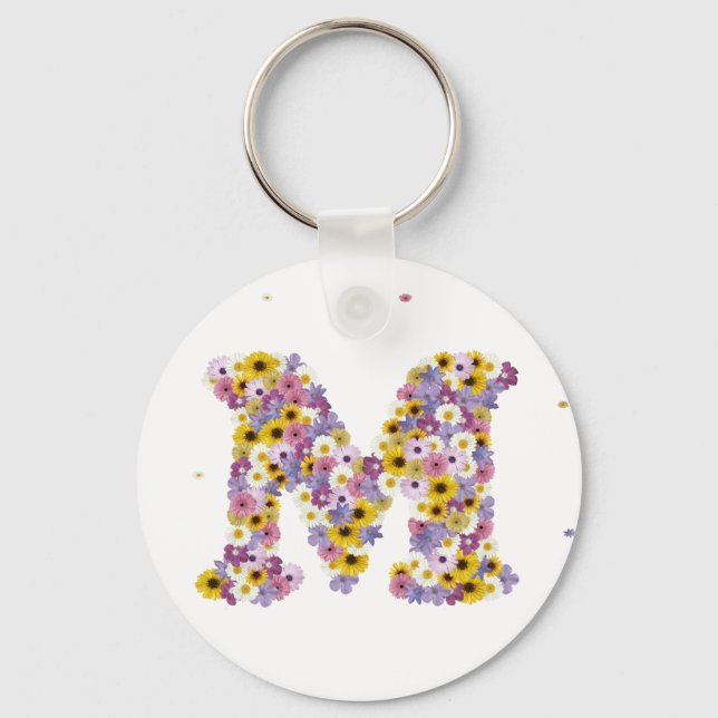 Flower letter M Keychain (Front)