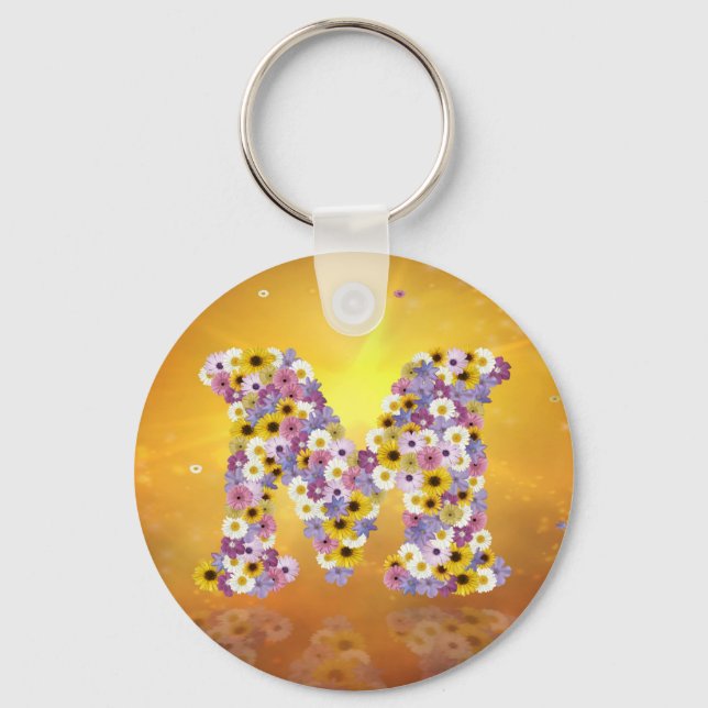 Flower letter M Keychain (Front)