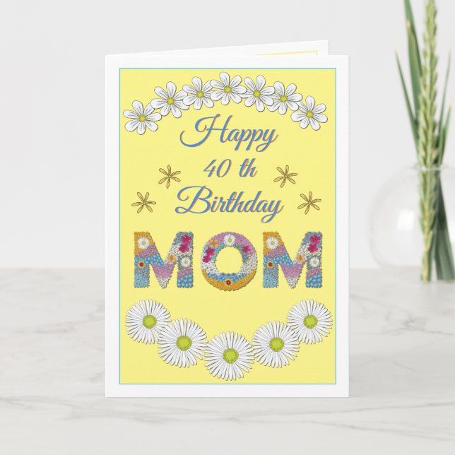 Flower letter Mom Personalized Birthday card (Front)