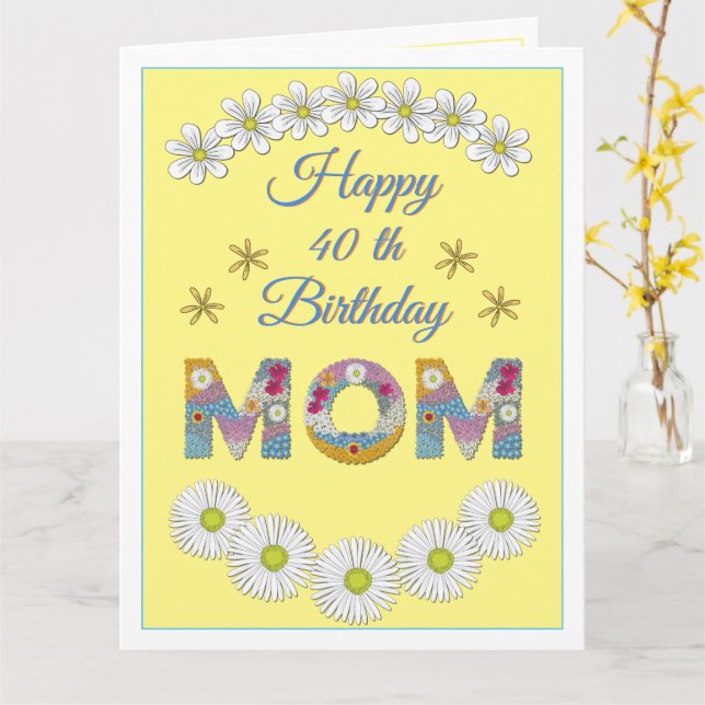 Flower letter Mom Personalized Birthday card (Yellow Flower)
