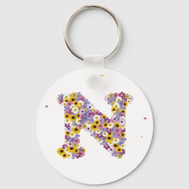 Flower letter N Keychain (Front)