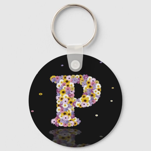Flower letter P Keychain (Front)