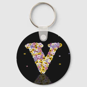 Flower letter V Keychain