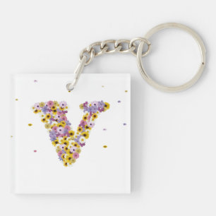Flower letter V Keychain