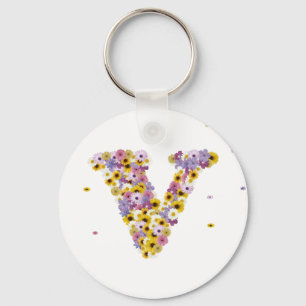 Flower letter V Keychain