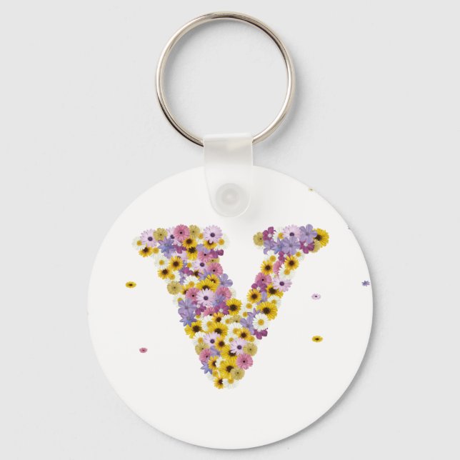 Flower letter V Keychain (Front)