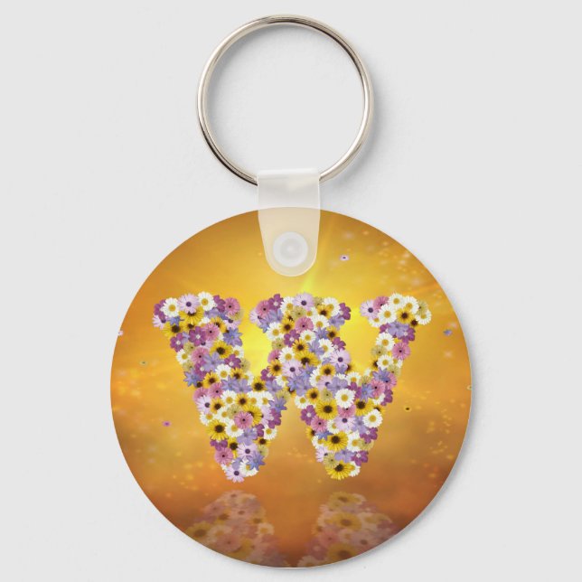 Flower letter W Keychain (Front)