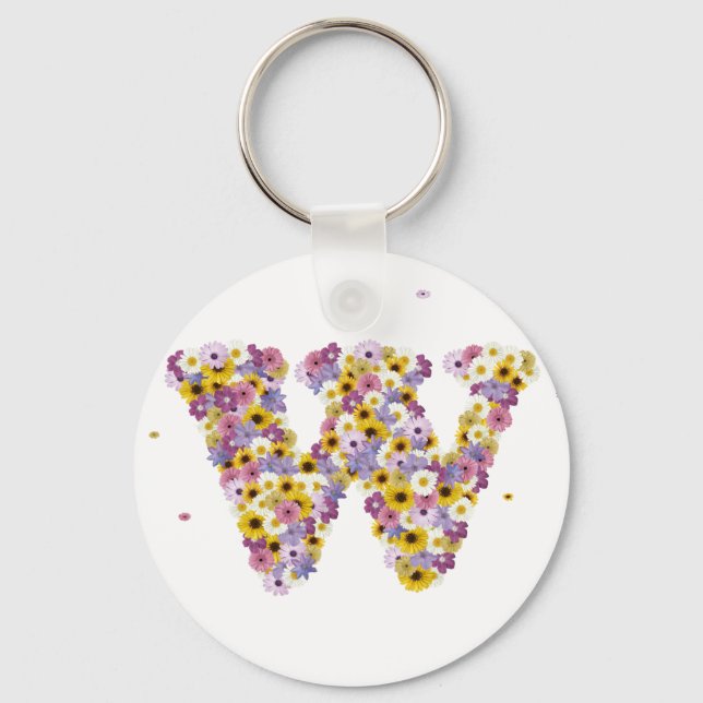 Flower letter W Keychain (Front)