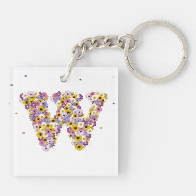 Flower letter W Keychain (Back)
