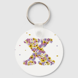 Flower letter x keychain