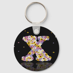 Flower letter x keychain