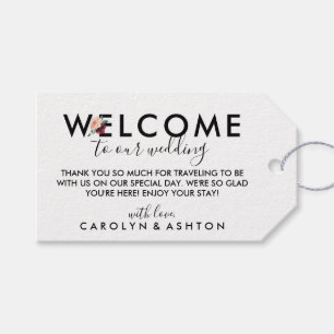 Flower Lettering   Maroon Wedding Welcome Gift Tags