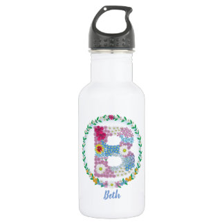Flower Letters Initial "B" with Personalized name 532 Ml Water Bottle