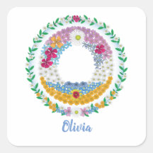Flower Letters Initial "O" with Personalized name