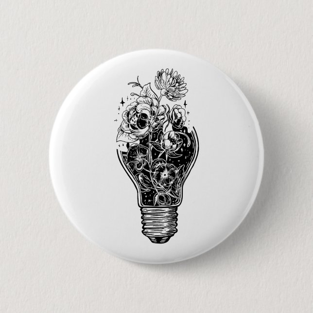 Flower Light Bulb Of Power Tree Peace For Hippies  2 Inch Round Button (Front)