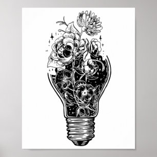 Flower Light Bulb Of Power Tree Peace For Hippies  Poster