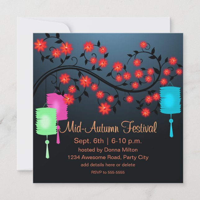 Flower Lights and Lanterns Invitation (Front)