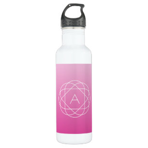 Flower-Like Geometric Monogram   Pink Shaded Ombre 710 Ml Water Bottle