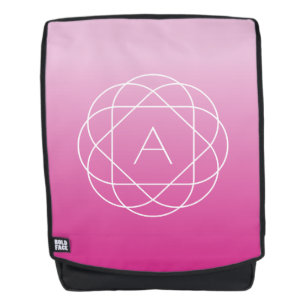 Flower-Like Geometric Monogram   Pink Shaded Ombre Backpack