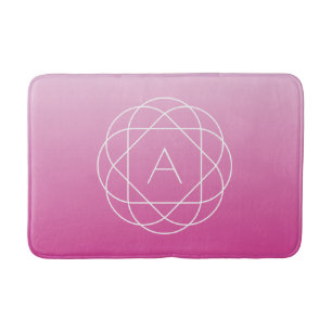 Flower-Like Geometric Monogram   Pink Shaded Ombre Bath Mat