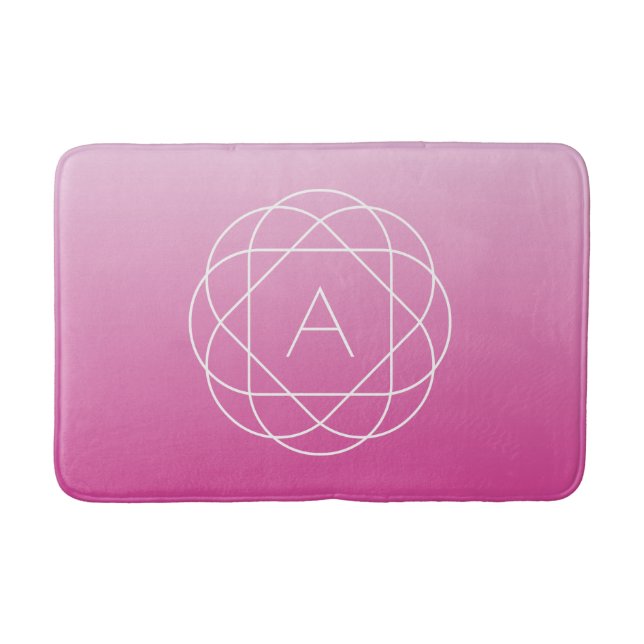 Flower-Like Geometric Monogram | Pink Shaded Ombre Bath Mat (Front)