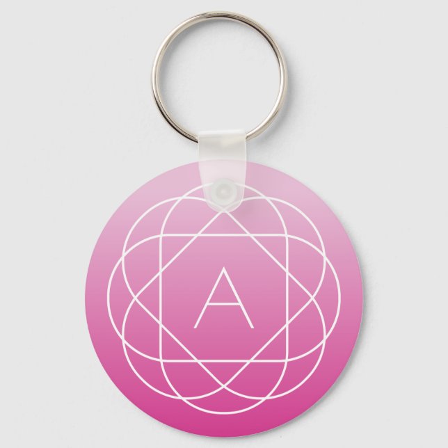 Flower-Like Geometric Monogram | Pink Shaded Ombre Keychain (Front)