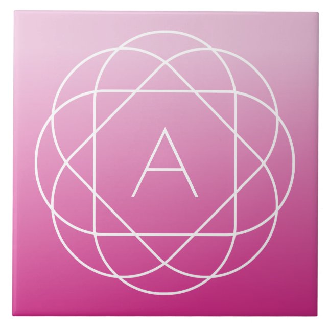 Flower-Like Geometric Monogram | Pink Shaded Ombre Tile (Front)