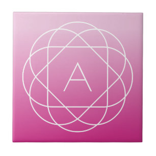 Flower-Like Geometric Monogram   Pink Shaded Ombre Tile